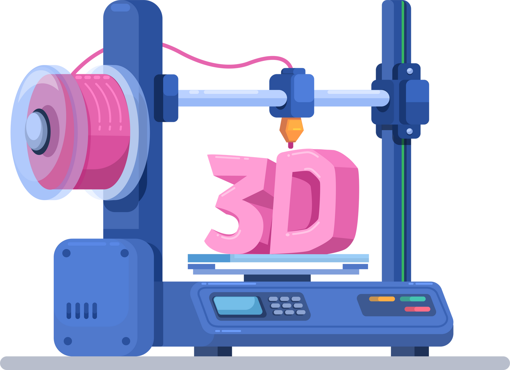 3D Printer Cartoon Illustration